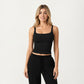 Square Neck Ribbed Tank Top with Body-Hugging Fit