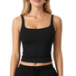 Square Neck Ribbed Tank Top with Body-Hugging Fit