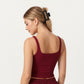 Square Neck Ribbed Tank Top with Body-Hugging Fit