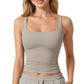 Square Neck Ribbed Tank Top with Body-Hugging Fit