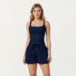 Square Neck Ribbed Tank Top with Body-Hugging Fit