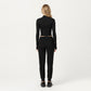 High-Neck Cropped Long-Sleeve Top with Soft Textured Fabric