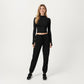 High-Neck Cropped Long-Sleeve Top with Soft Textured Fabric