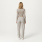 High-Neck Cropped Long-Sleeve Top with Soft Textured Fabric