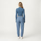 High-Neck Cropped Long-Sleeve Top with Soft Textured Fabric