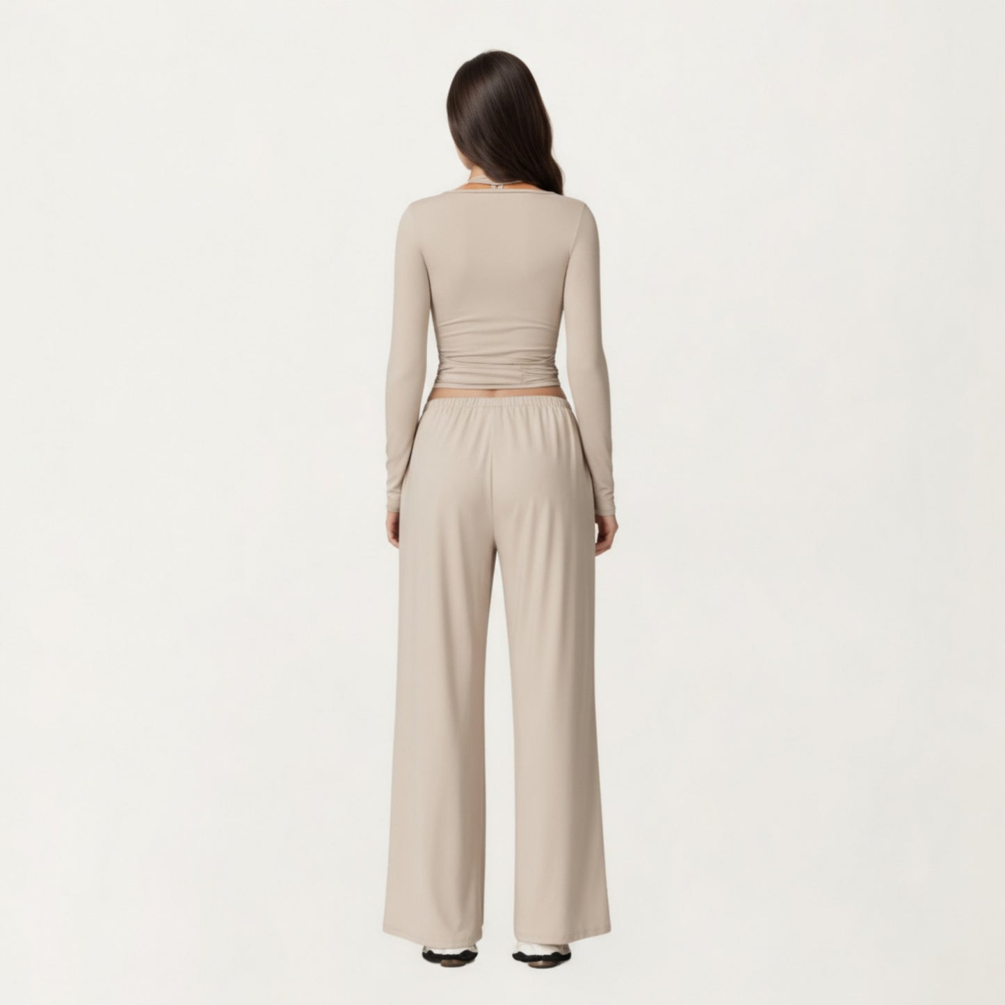 V-Neck Belted Waist Layering Piece Outwear with Front Tie Detail