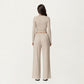 V-Neck Belted Waist Layering Piece Outwear with Front Tie Detail