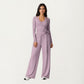 V-Neck Belted Waist Layering Piece Outwear with Front Tie Detail