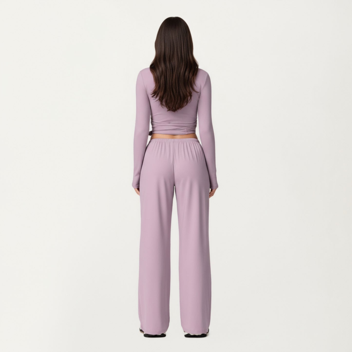 V-Neck Belted Waist Layering Piece Outwear with Front Tie Detail