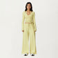 V-Neck Belted Waist Layering Piece Outwear with Front Tie Detail