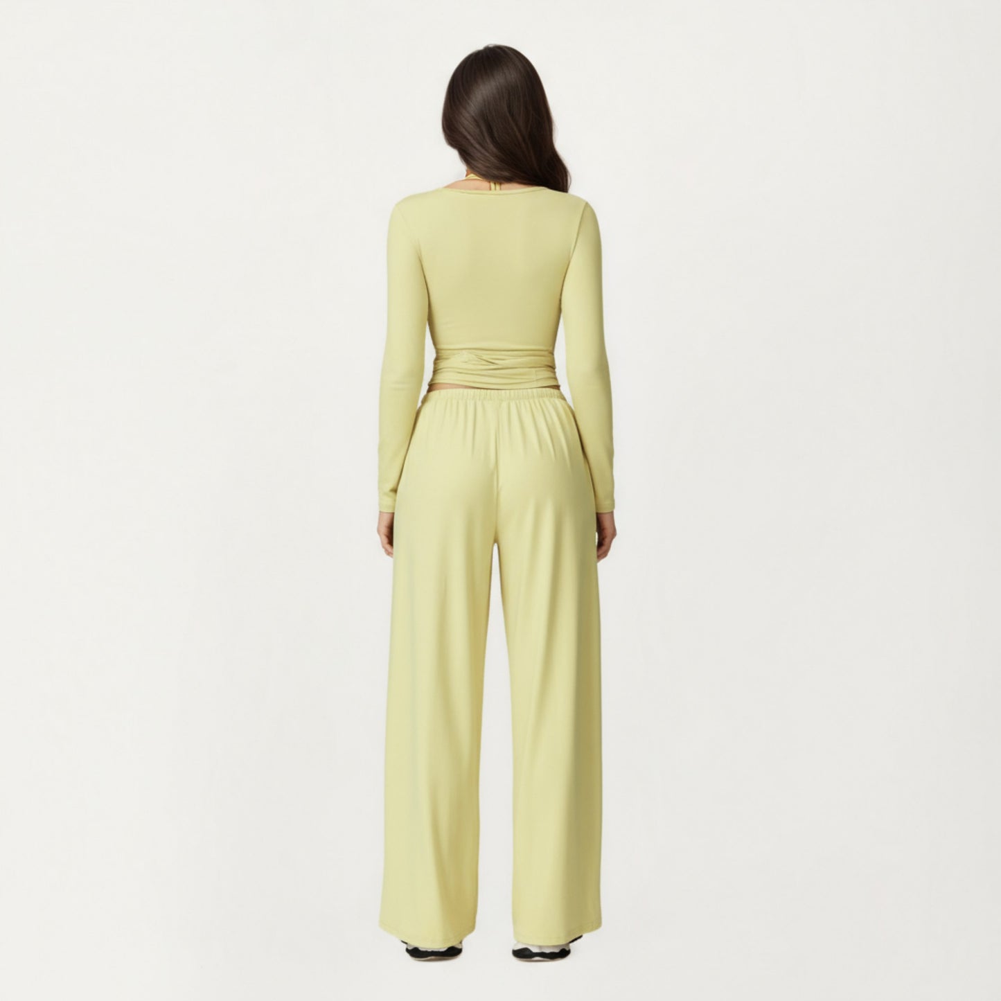V-Neck Belted Waist Layering Piece Outwear with Front Tie Detail