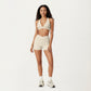 V-Neck Halter Sports Bra with Wide Band and Supportive Stretch Fit