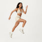 V-Neck Halter Sports Bra with Wide Band and Supportive Stretch Fit