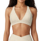 V-Neck Halter Sports Bra with Wide Band and Supportive Stretch Fit