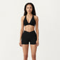V-Neck Halter Sports Bra with Wide Band and Supportive Stretch Fit