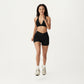 V-Neck Halter Sports Bra with Wide Band and Supportive Stretch Fit