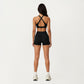 V-Neck Halter Sports Bra with Wide Band and Supportive Stretch Fit