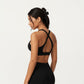 V-Neck Halter Sports Bra with Wide Band and Supportive Stretch Fit