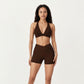 V-Neck Halter Sports Bra with Wide Band and Supportive Stretch Fit