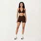 V-Neck Halter Sports Bra with Wide Band and Supportive Stretch Fit