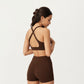 V-Neck Halter Sports Bra with Wide Band and Supportive Stretch Fit