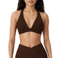 V-Neck Halter Sports Bra with Wide Band and Supportive Stretch Fit