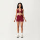 V-Neck Halter Sports Bra with Wide Band and Supportive Stretch Fit