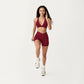 V-Neck Halter Sports Bra with Wide Band and Supportive Stretch Fit