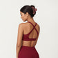 V-Neck Halter Sports Bra with Wide Band and Supportive Stretch Fit