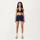 V-Neck Halter Sports Bra with Wide Band and Supportive Stretch Fit