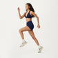 V-Neck Halter Sports Bra with Wide Band and Supportive Stretch Fit