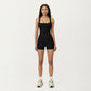 Square Neck Sleeveless Fitted Active Tank Top with Seam Detailing