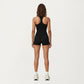 Square Neck Sleeveless Fitted Active Tank Top with Seam Detailing