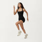 Square Neck Sleeveless Fitted Active Tank Top with Seam Detailing
