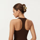 Square Neck Sleeveless Fitted Active Tank Top with Seam Detailing