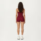 Square Neck Sleeveless Fitted Active Tank Top with Seam Detailing