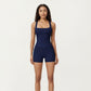 Square Neck Sleeveless Fitted Active Tank Top with Seam Detailing