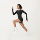 Long Sleeve Fitted Active Top with Thumbhole Cuffs and Crew Neck