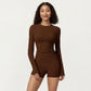 Long Sleeve Fitted Active Top with Thumbhole Cuffs and Crew Neck
