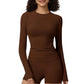 Long Sleeve Fitted Active Top with Thumbhole Cuffs and Crew Neck