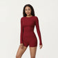 Long Sleeve Fitted Active Top with Thumbhole Cuffs and Crew Neck