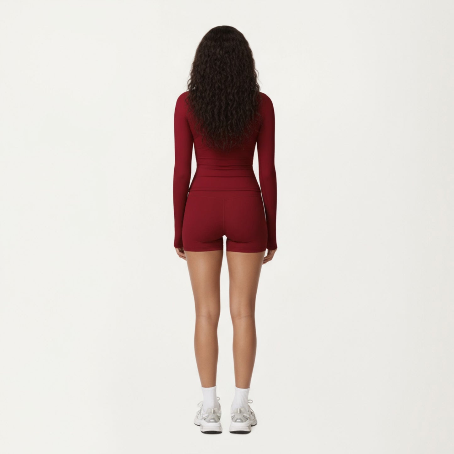 Long Sleeve Fitted Active Top with Thumbhole Cuffs and Crew Neck