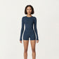 Long Sleeve Fitted Active Top with Thumbhole Cuffs and Crew Neck