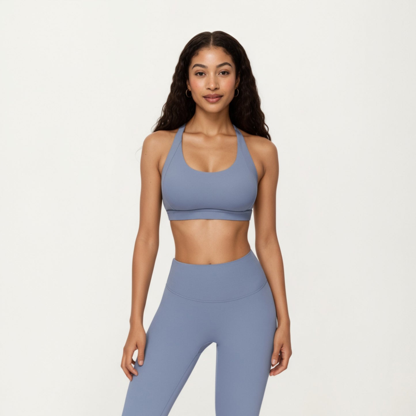 Scoop Neck Racerback Sports Bra with Smooth Stretch Fabric and Supportive Fit