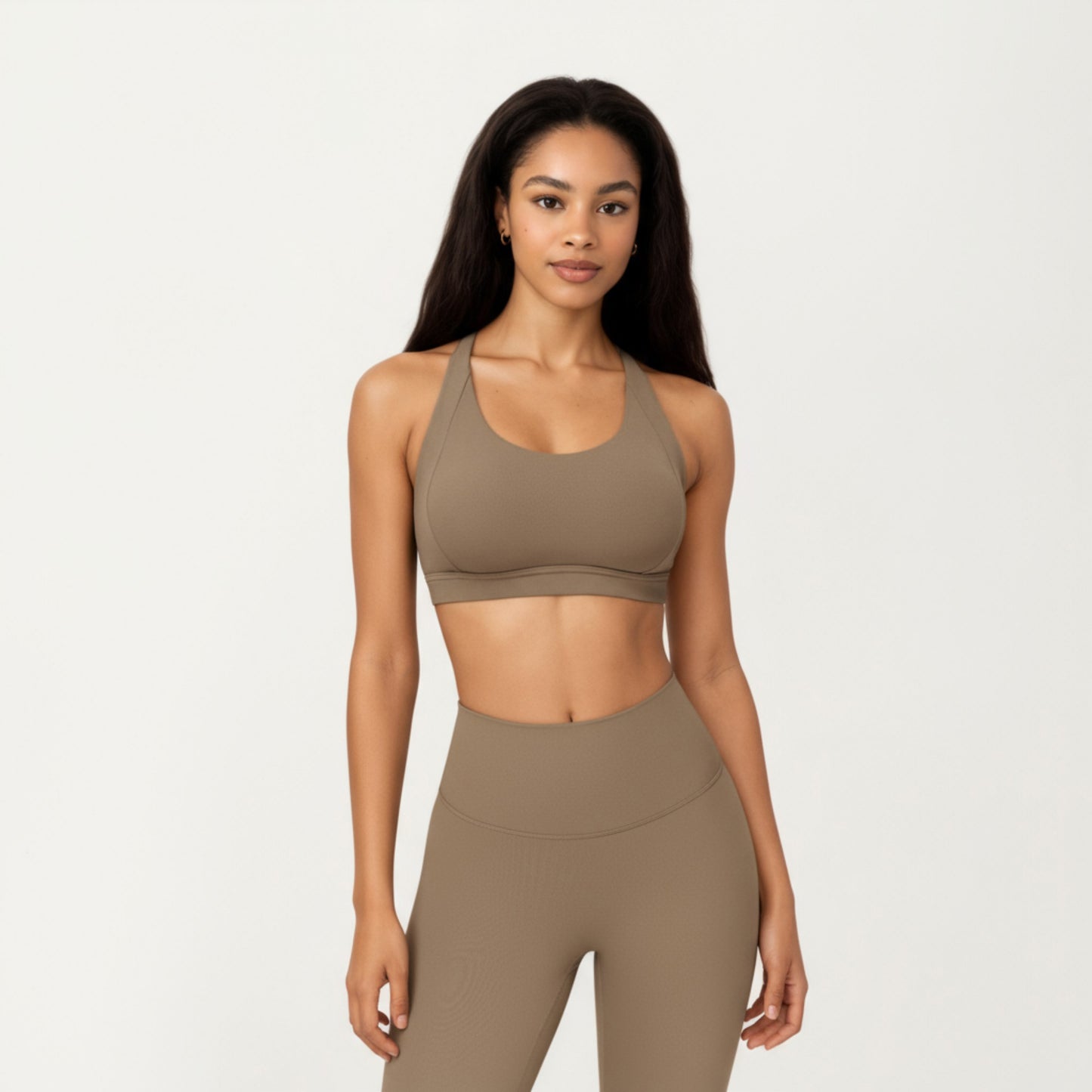 Scoop Neck Racerback Sports Bra with Smooth Stretch Fabric and Supportive Fit