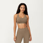 Scoop Neck Racerback Sports Bra with Smooth Stretch Fabric and Supportive Fit