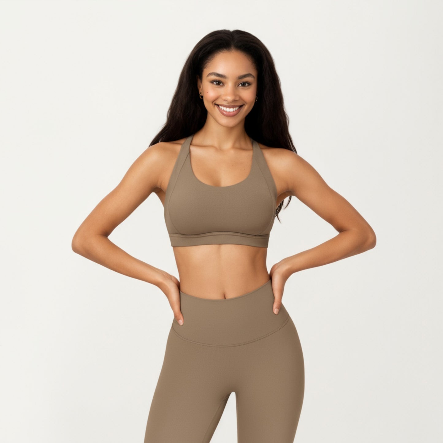Scoop Neck Racerback Sports Bra with Smooth Stretch Fabric and Supportive Fit