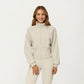 High Neck Long Sleeve Zip-Up Jacket with Fitted Waistband and Soft Knit Fabric