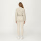 High Neck Long Sleeve Zip-Up Jacket with Fitted Waistband and Soft Knit Fabric