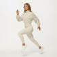 High Neck Long Sleeve Zip-Up Jacket with Fitted Waistband and Soft Knit Fabric